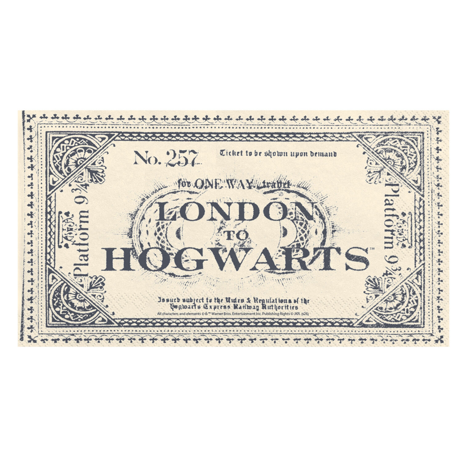 Servietten Harry Potter Ticket London to Hogwarts, 33x40 cm, beige