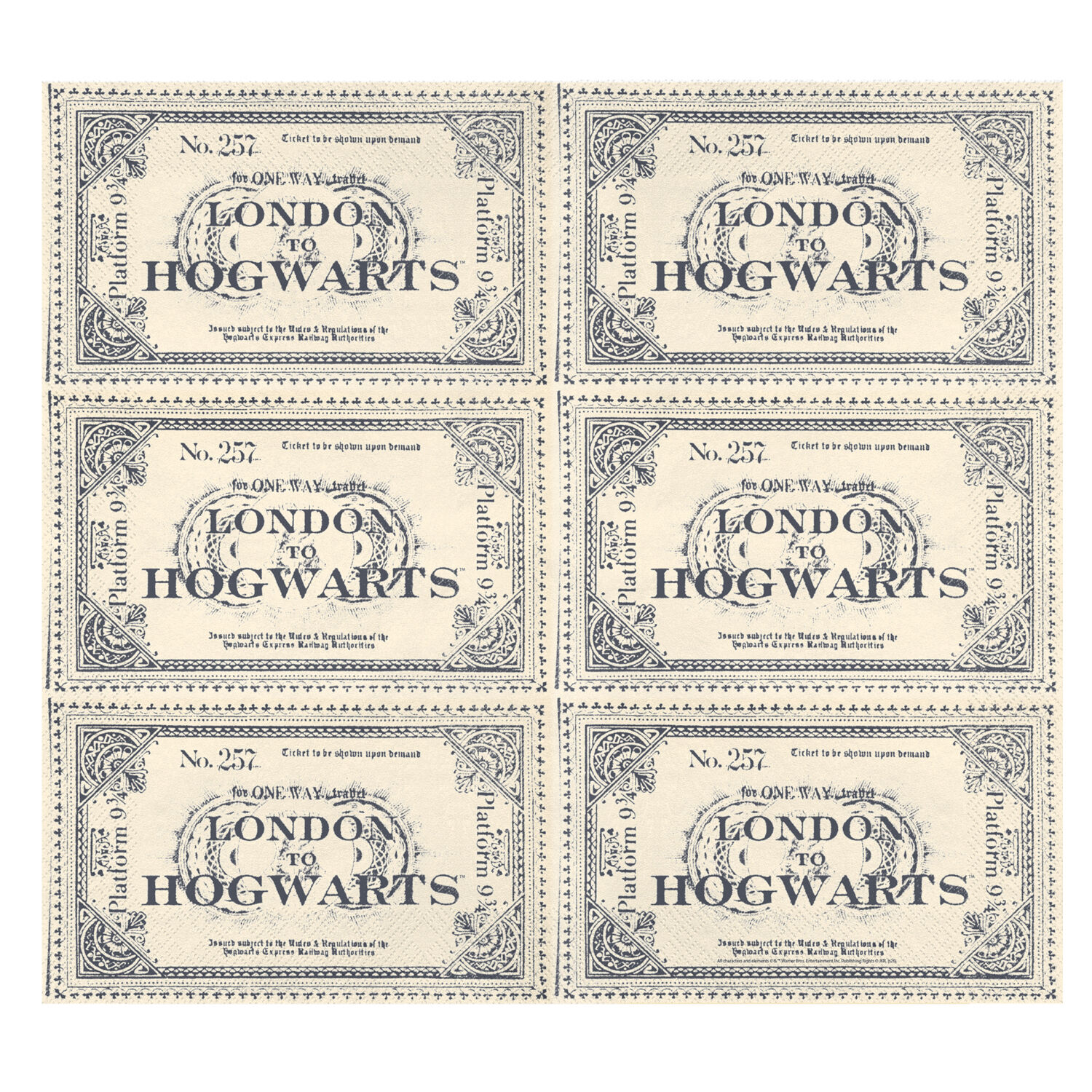 Servietten Harry Potter Ticket London to Hogwarts, 33x40 cm, beige Bild 2