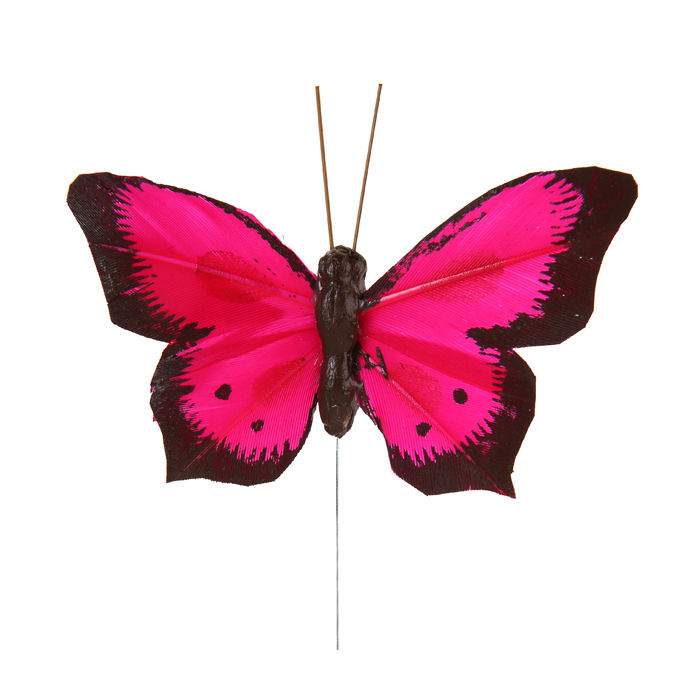 SALE Schmetterlinge, fuchsia-schwarz, 6 Stück