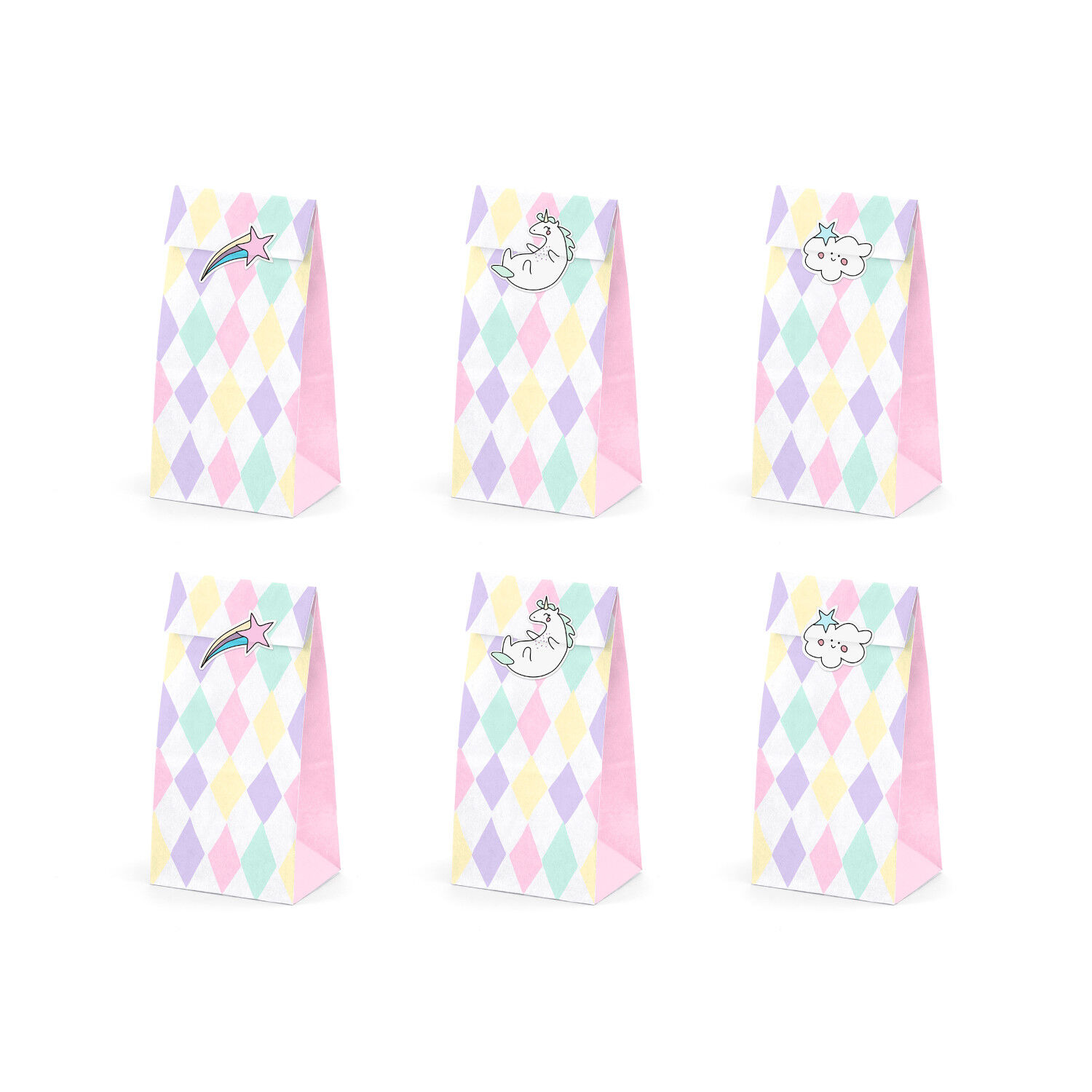 Geschenkt�ten aus Papier Einhorn � 8x18 cm - 6 St�ck