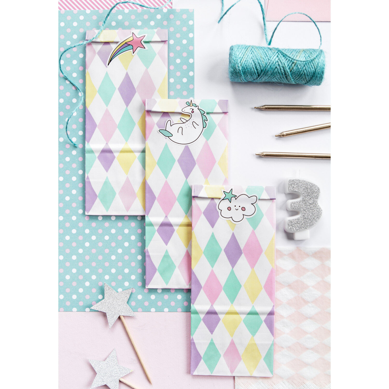 Geschenkt�ten aus Papier Einhorn � 8x18 cm - 6 St�ck Bild 4