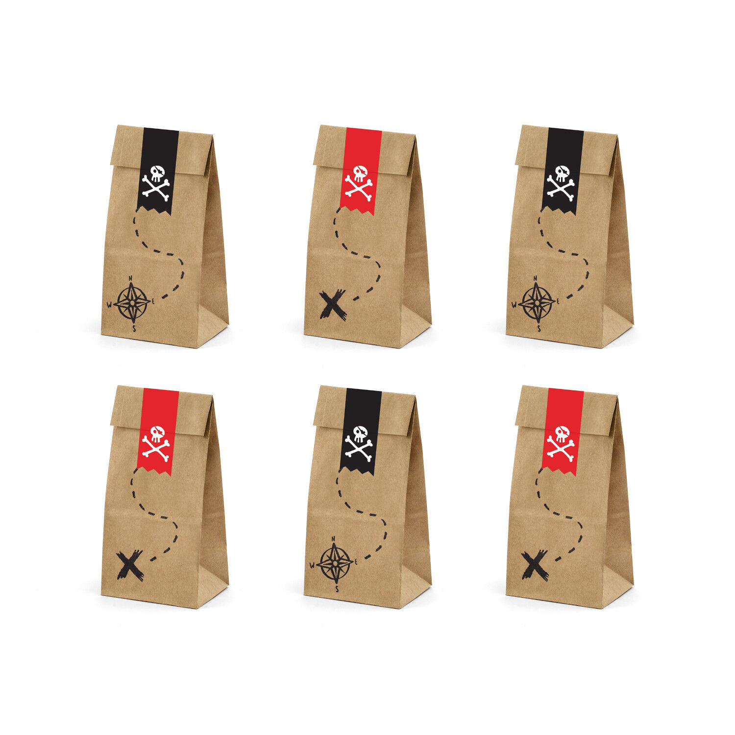 Geschenkt�ten aus Papier Piraten � 8x18 cm � 6 St�ck