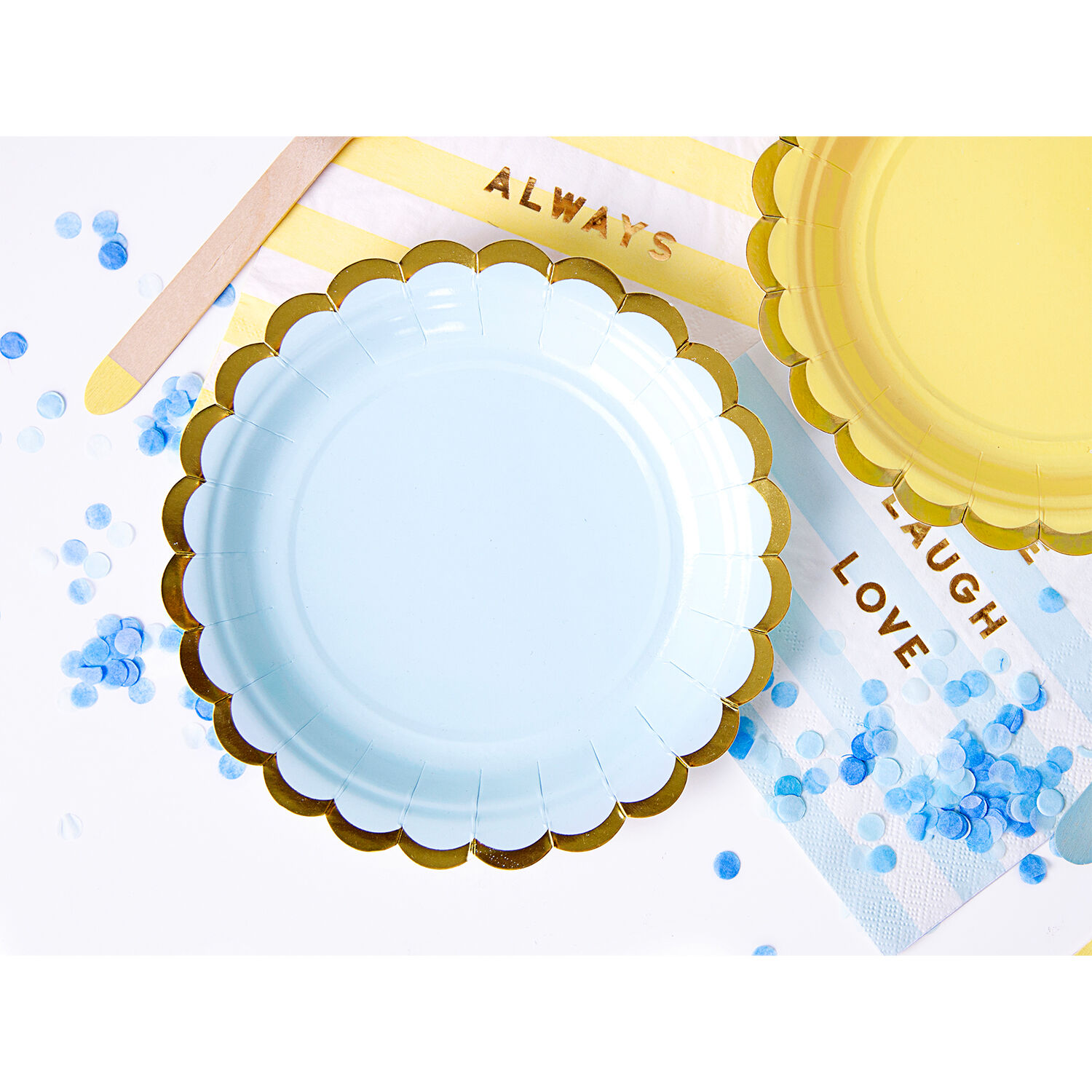 Pappteller mit Goldrand - Hellblau, 18 cm, 6 St�ck Bild 2