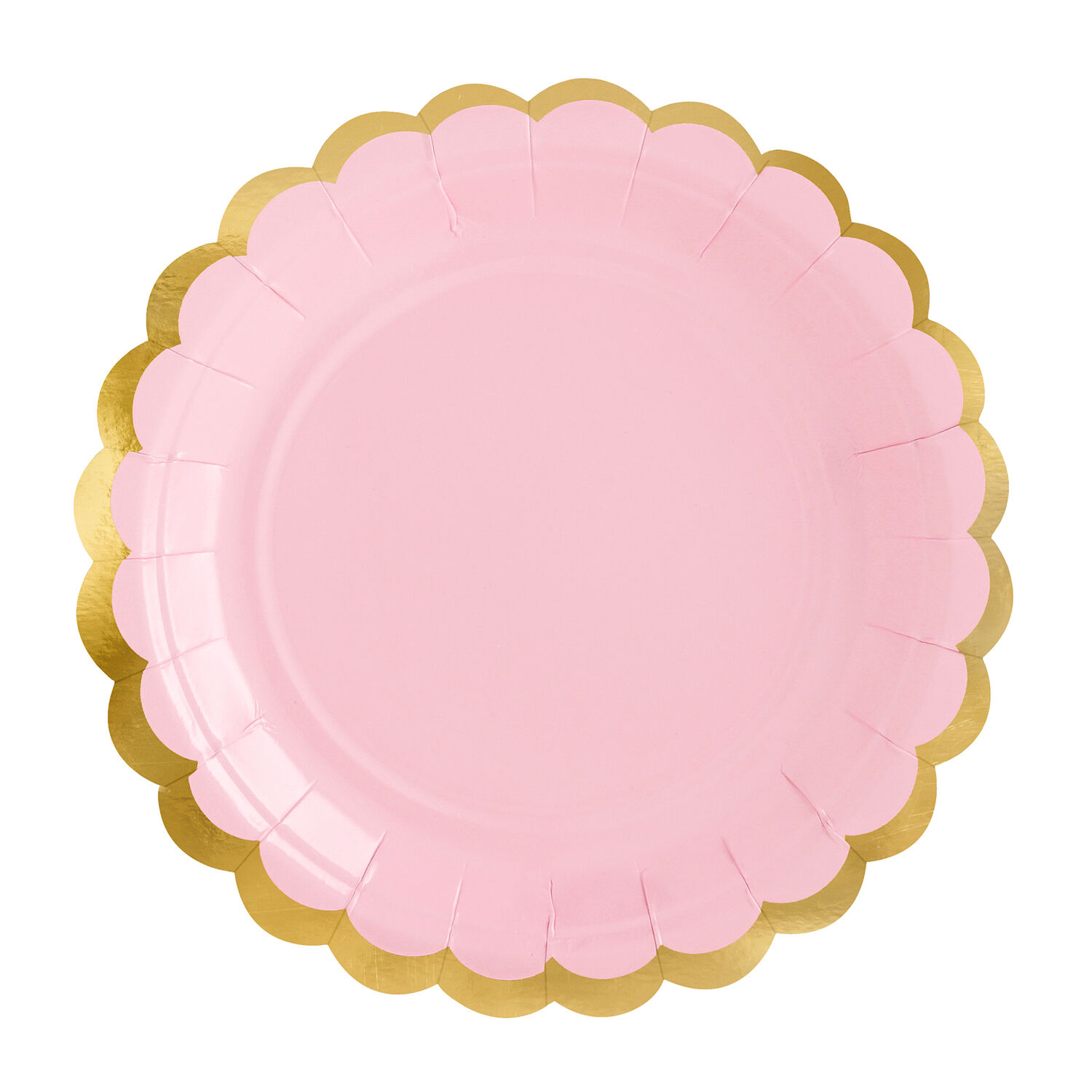Pappteller mit Goldrand - Hellrosa, 18 cm, 6 St�ck