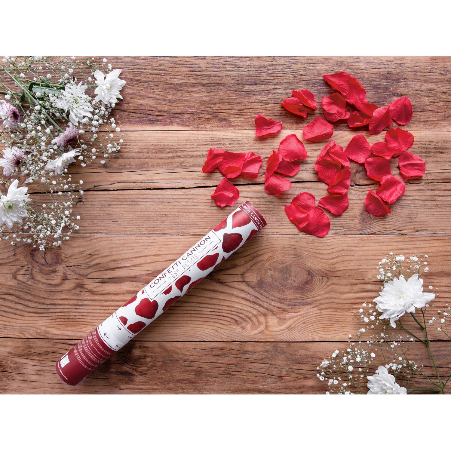 Konfettikanone mit k�nstlichen Rosenbl�ttern - Bordeaux-Rot, 40 cm Bild 5