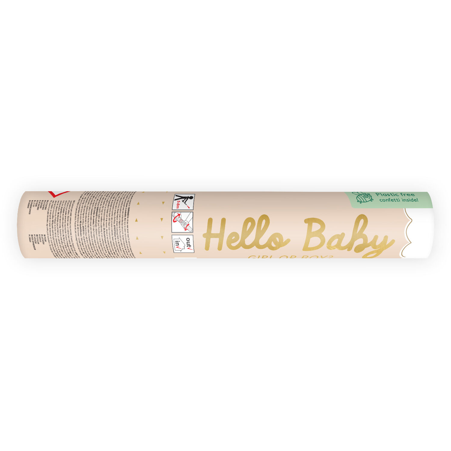 Konfettikanone mit Hello-Baby-Schmetterlingen, 20 cm, blau Bild 2