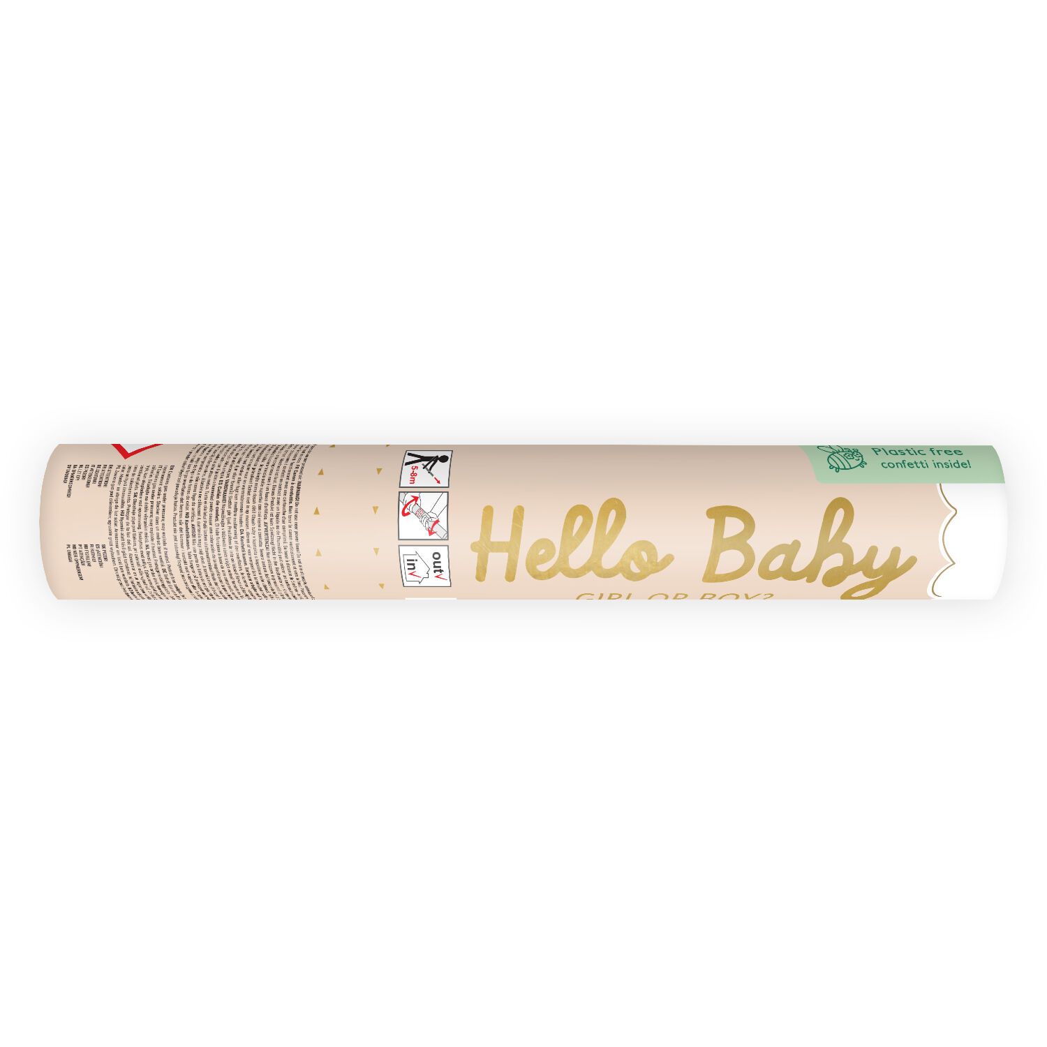 Konfettikanone mit Hello-Baby-Schmetterlingen, 20 cm, rosa Bild 2