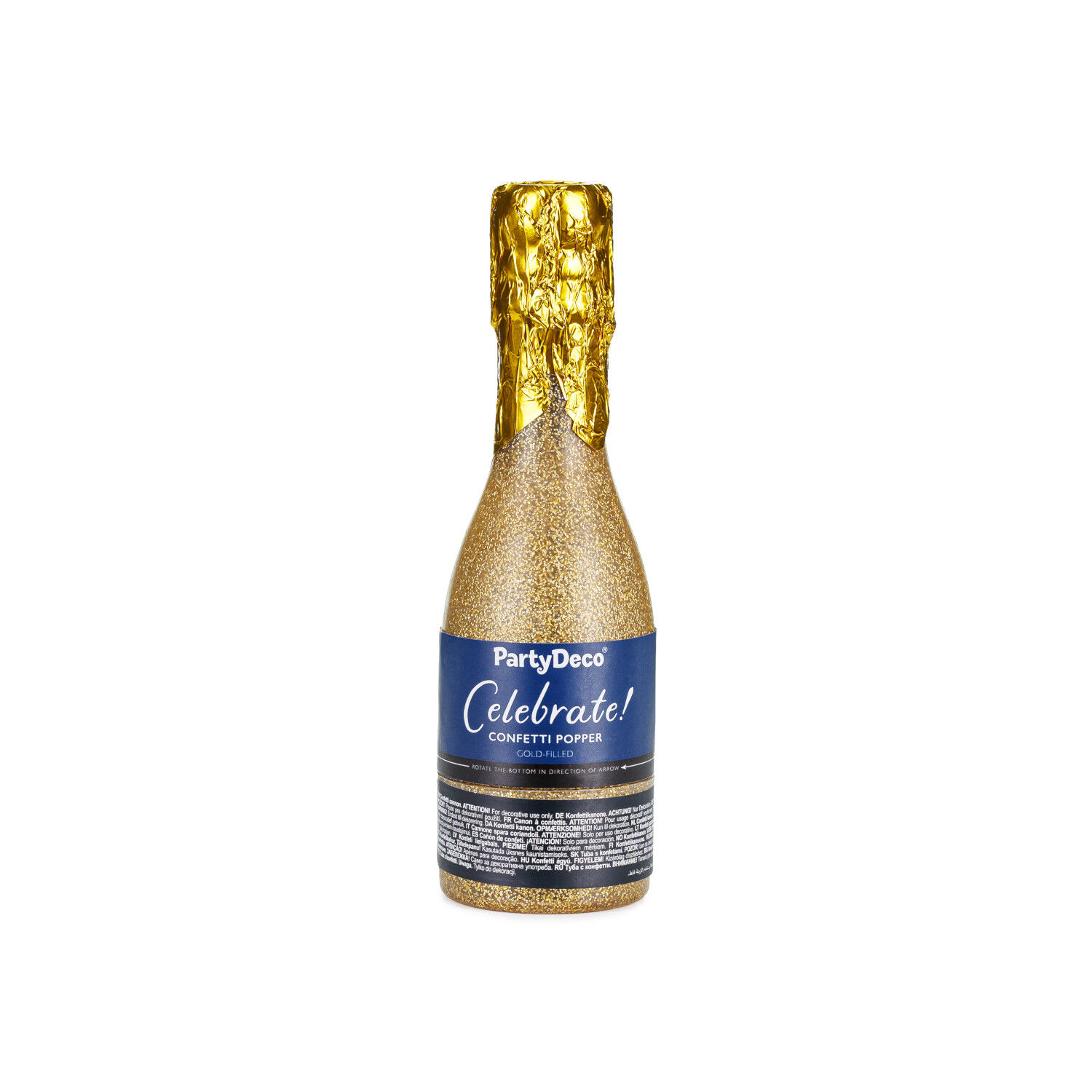 Konfettikanone  Form Champagnerflasche - Gold, 20,5 cm Bild 2