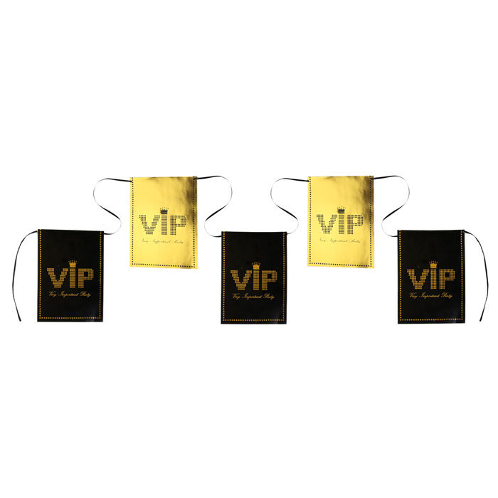 SALE Flaggenkette VIP, 6m lang, schwarz/gold 1 Stk.