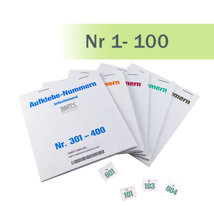 Gewinn-Aufklebenummern, selbstklebend, Nr 1-100