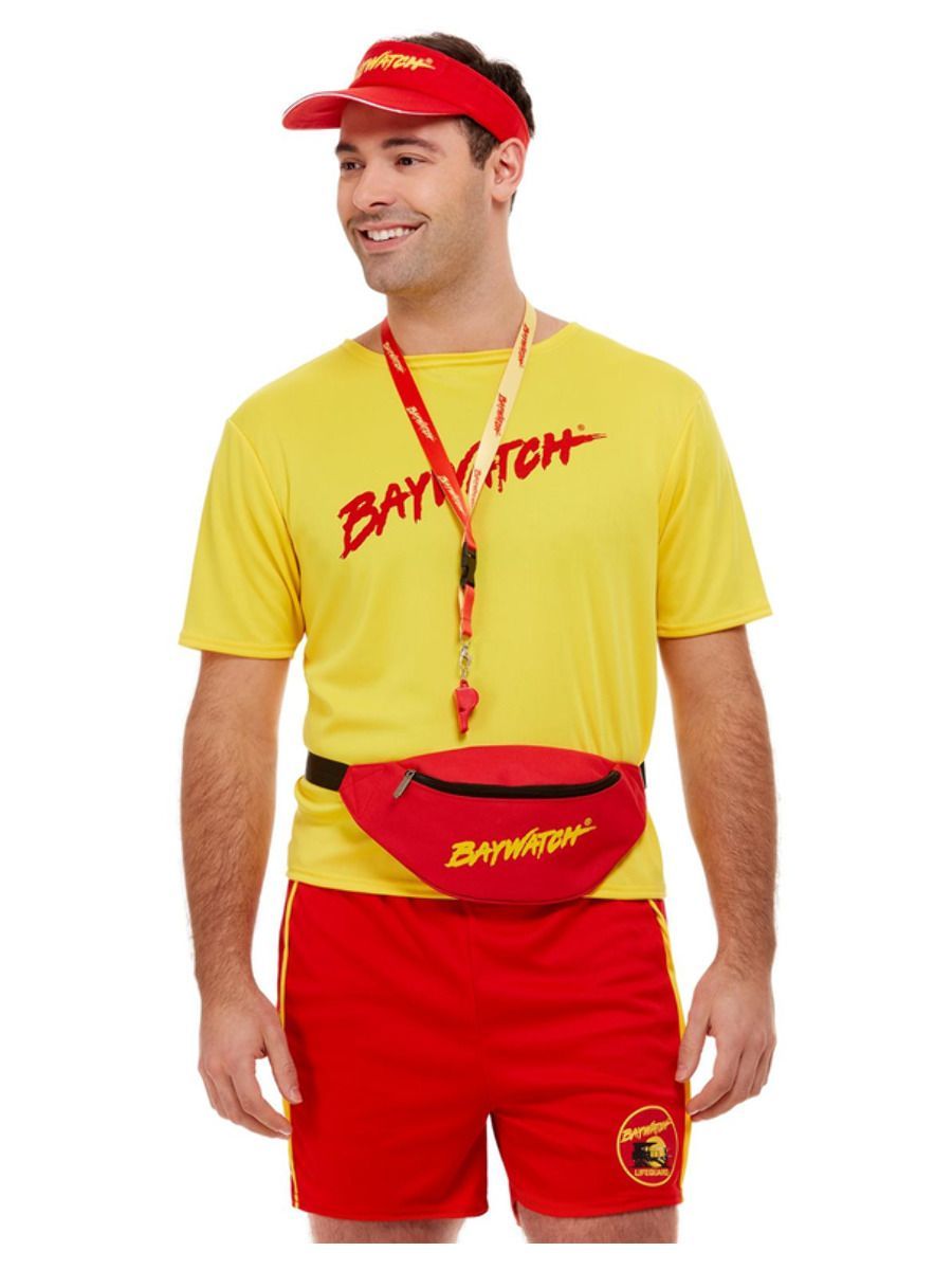 Baywatch-Set, Rot, mit Visier, Bauchtasche und Trillerpfeife