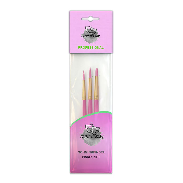 Paint It Easy Qualitts-Schminkpinsel Pinkes Set, fr Gesicht und Krper