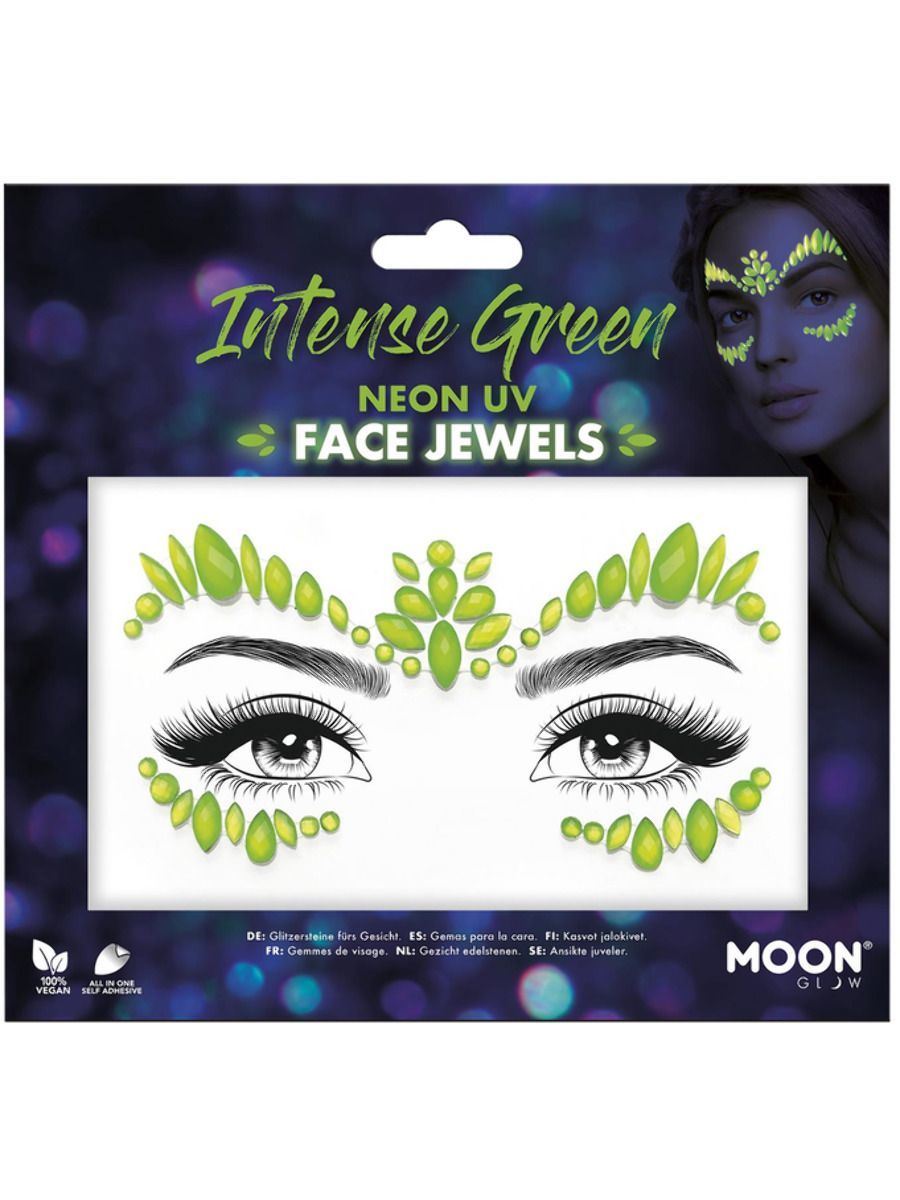 Glitzersteine frs Gesicht, Neon Intense Green, Grntne