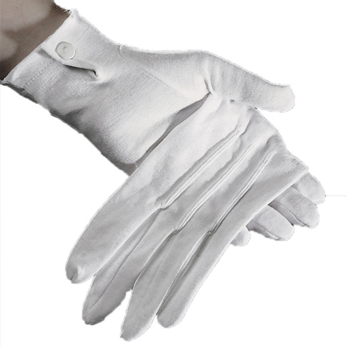 SALE Handschuhe Herren, weiß m. Biesen, Baumwolle