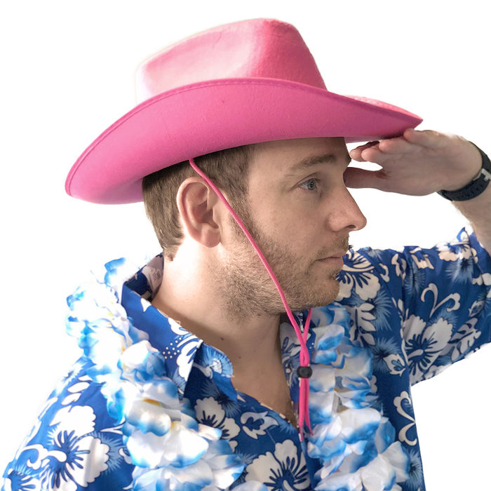 COWBOYHUT MIT STRASSBAND aus Filz Pink -  der