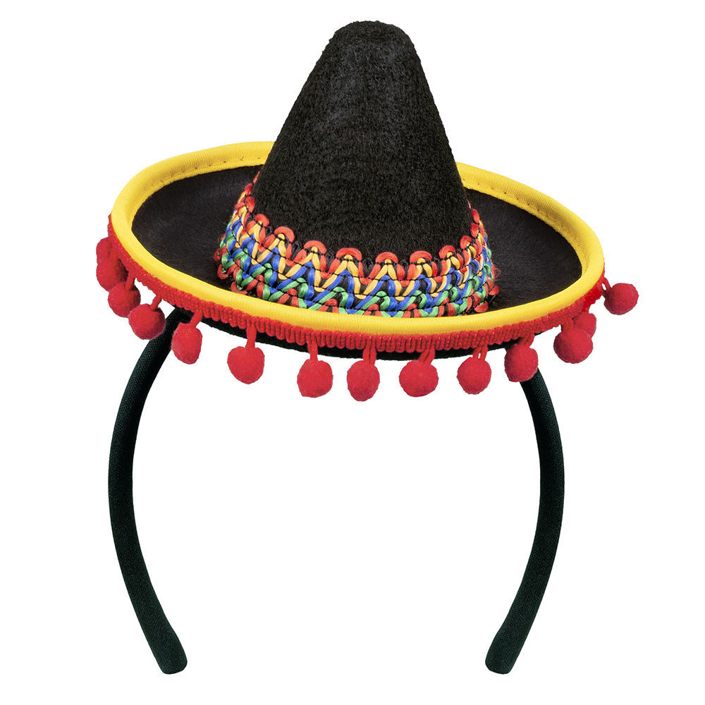 Mini-Hut Sombrero, mit Haarreif, schwarz