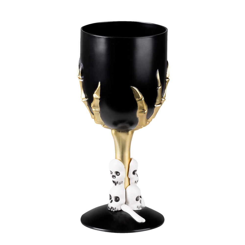 Weinglas schwarz für Halloween250 mlmit Totenköpfen Partyzubehör Geschirr 