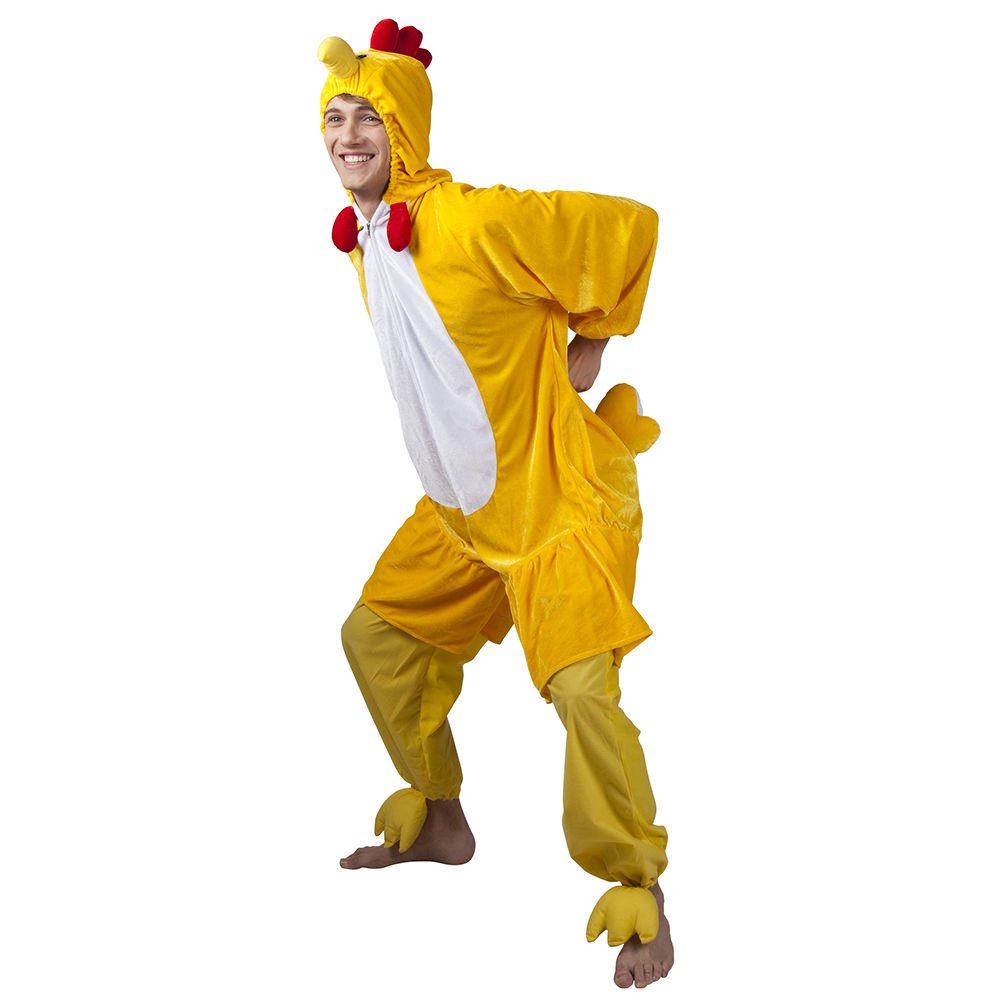 Damen- und Herren-Kostüm Overall Huhn, Gr. S bis 165cm Körpergröße - Plüschkostüm, Tierkostüm