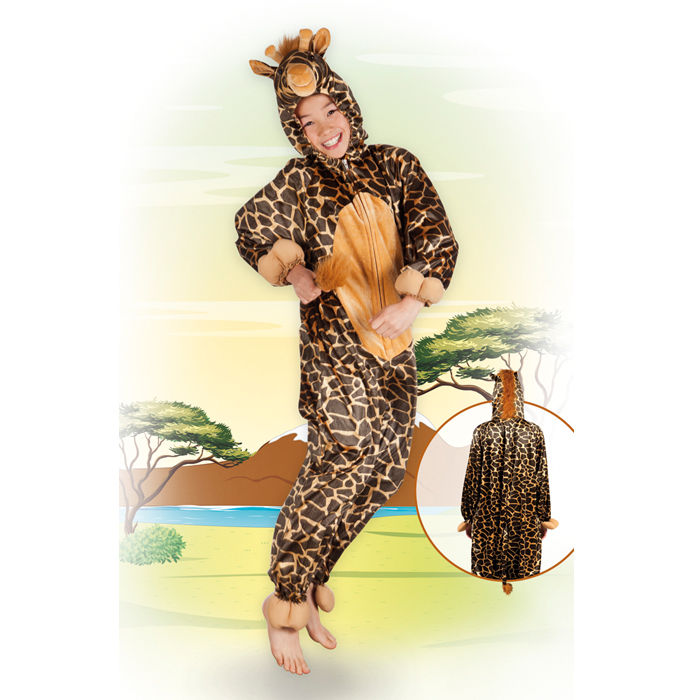 Kinder-Kostüm Overall Giraffe, Gr. M bis 140cm Körpergröße - Plüschkostüm, Tierkostüm