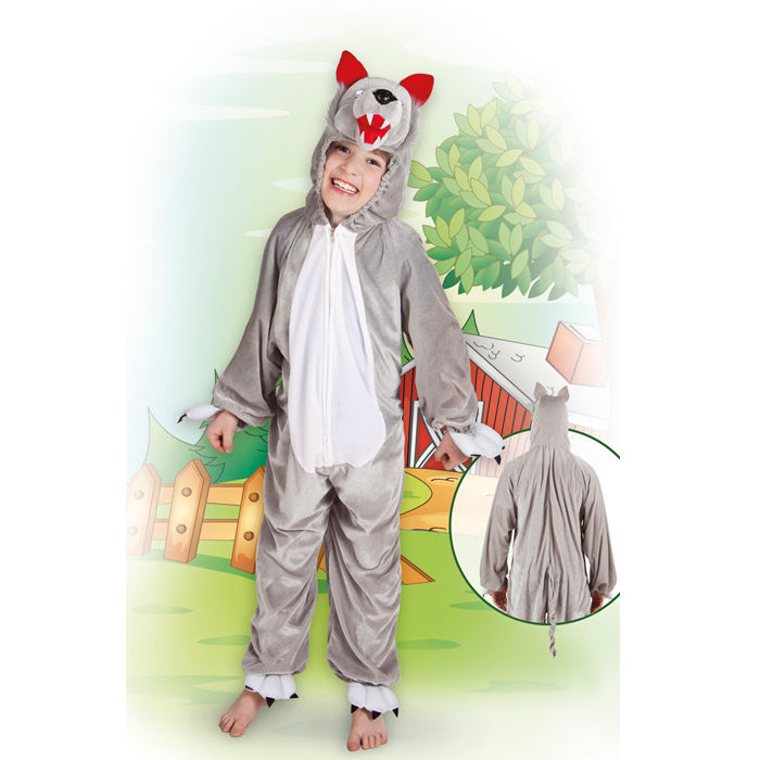 Wolf Plüsch Kostüm für Familien Damen Herren und Kinder Overal Karneval NEU 