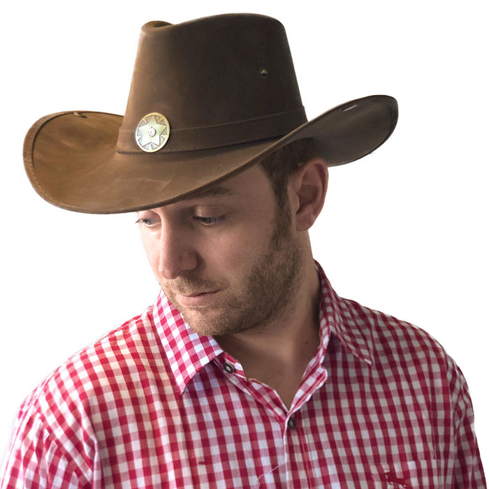 Hut Cowboy, braun, Leder-Optik, mit Stern Bild 3