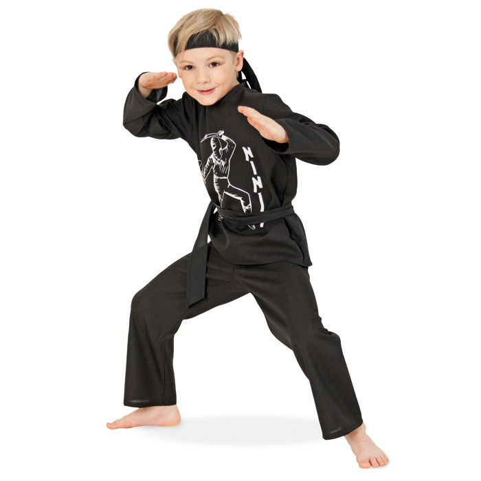 Kinder-Kostüm Ninja, Gürtel & Stirnband Gr. 116