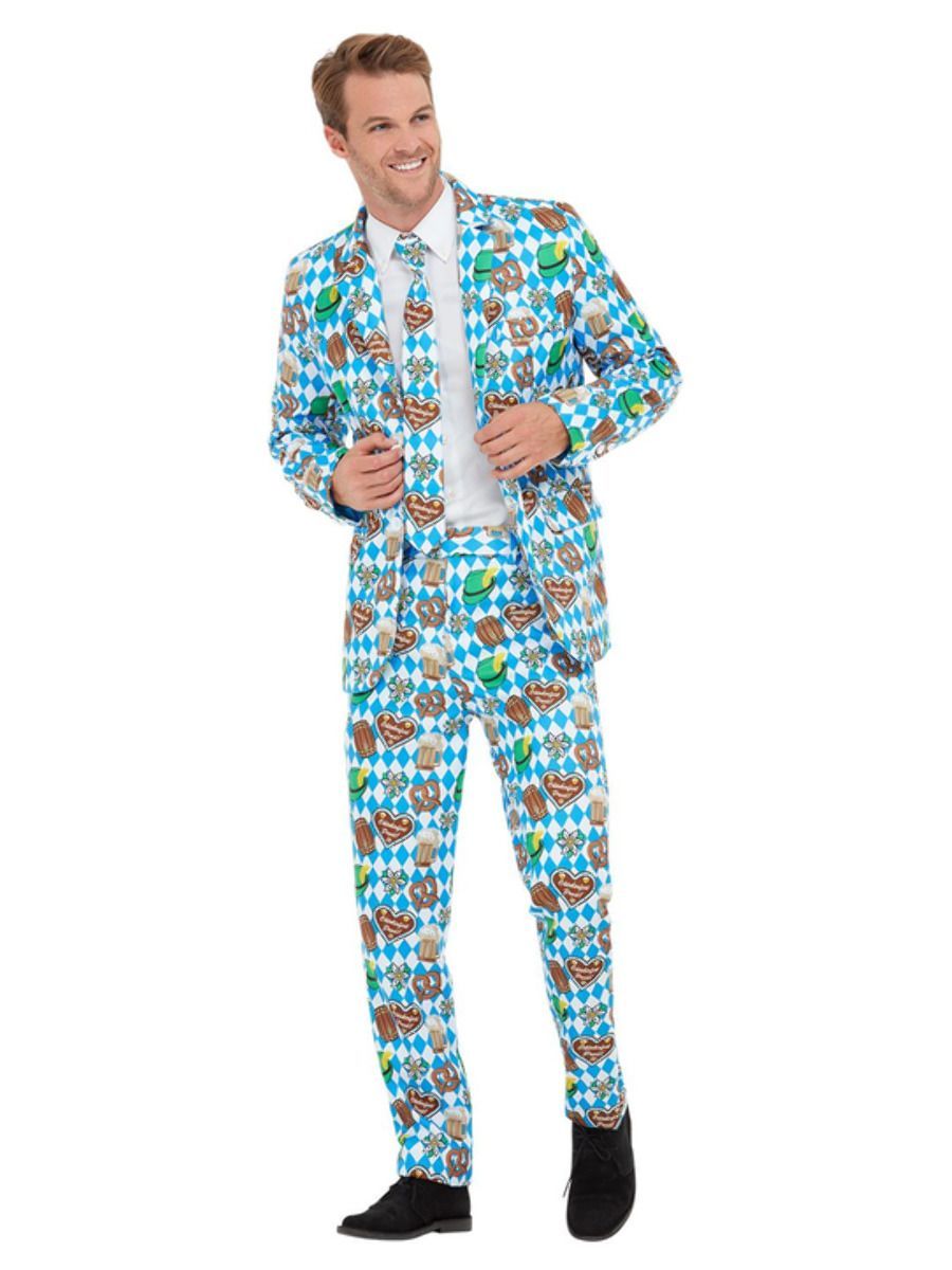 SALE Bayern Anzug, Blau, mit Jacke, Hose und Krawatte, Gre: M, Bayrische Dekoration, Bayrisches Fest, Blau-Wei Bild 4
