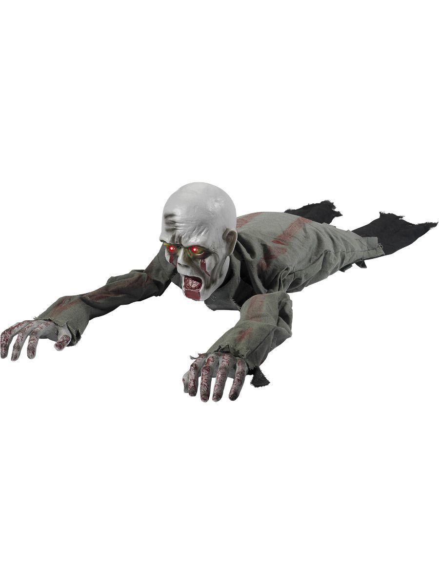 Sich bewegender, kriechender Zombie, Grau, Batterien inklusive, mit leuchtenden Augen, 110cmx30cmx30cm