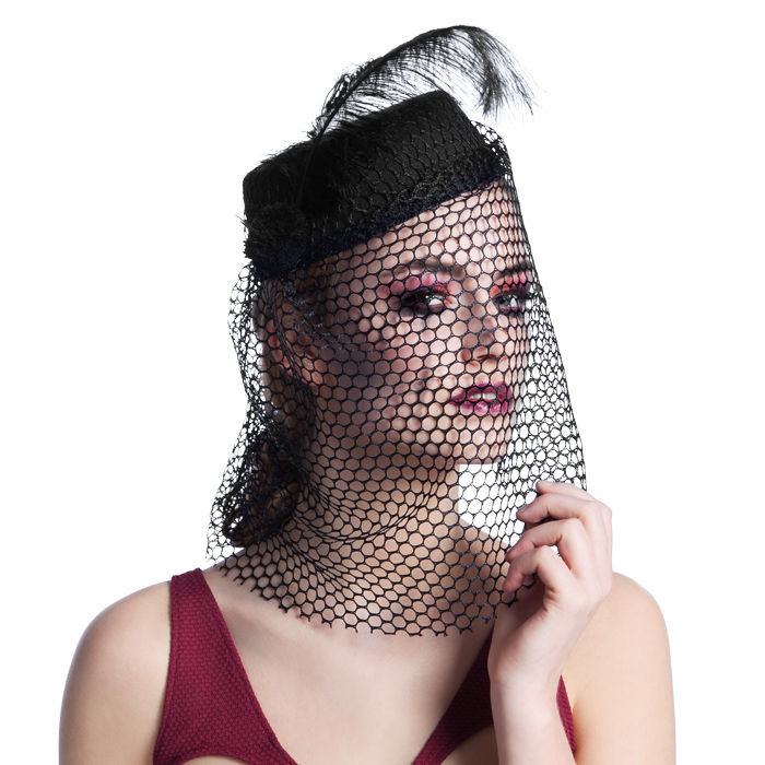 Hut Trauer Schwarz Mit Schleier Accessoires 20er Jahre Kostum