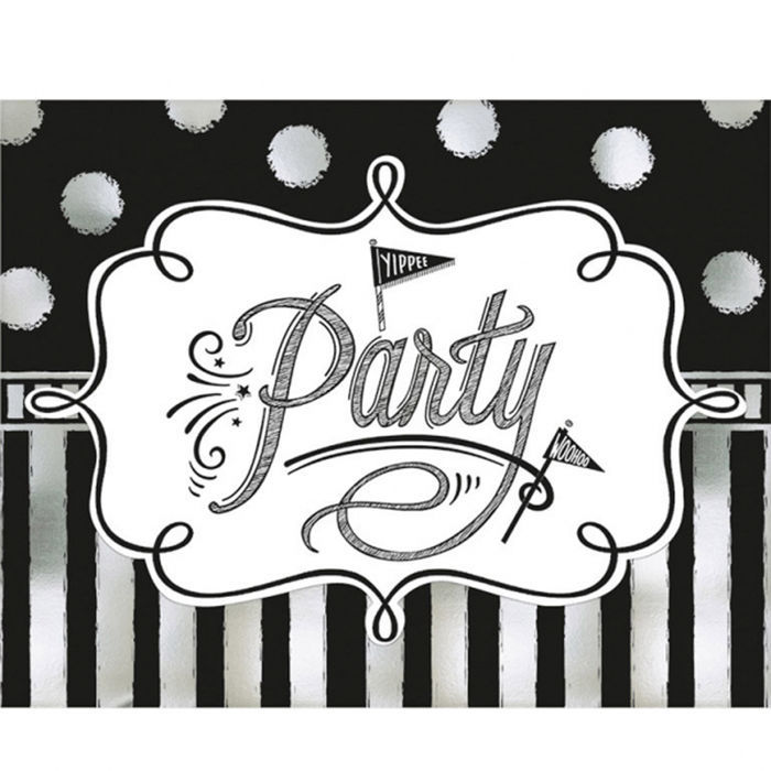 Einladungskarten Black White Birthday 8 St Black White Party Motto Party Produkte Party Discount De