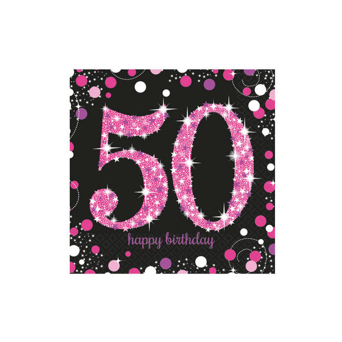 Party Discount Servietten Sparkling Pink – 16 Stück, 33x33 Cm, Mit Glitzereffekt Für Geburtstag & Feiern