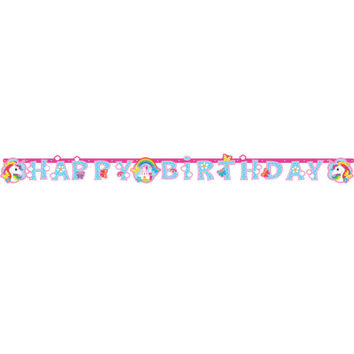 Girlande Einhorn Happy Birthday, 180x15 cm - Girlanden & Wimpelketten  Festbedarf Produkte - Party-Discount.de
