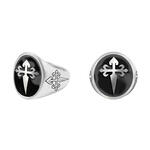 Ring mit Kreuz aus Metall, Sillber, 2 cm