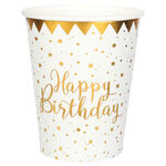 Becher Happy Birthday, Weiss, � 7.8 x 9.7 cm / 27cl, 10 St�ck