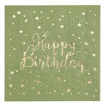 Serviette Happy Birthday, Olivgr�n, 25 x 25 cm, 20 St�ck