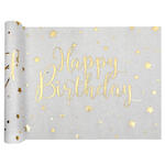 Tischl�ufer Happy Birthday, Weiss, 28 cm, L�nge 300cm