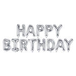 Folienballon Schriftzug Happy Birthday / Geburtstag - 340 � 35 cm - Silber