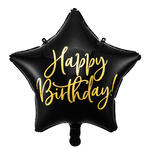 Folienballon Stern Happy Birthday / Geburtstag - 40 cm - Schwarz