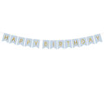 Girlande Happy Birthday / Geburtstag � Wimpel Hellblau � L�nge: 175 cm