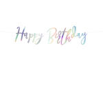 Girlande Happy Birthday / Geburtstag Schriftzug - Irisierend, L�nge: 62 cm