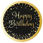 Pappteller Starlight Birthday, gold-schwarz, 23 cm, 8 St�ck, Happy Birthday