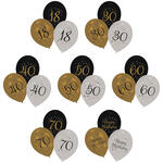 Latexballons Starlight Birthday, gold-schwarz, 27,5 cm, 6 St�ck - Verschiedene Ausf�hrungen
