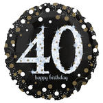 SALE Folienballon Sparkling Birthday 40th, ca. 71cm