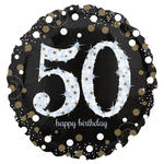 SALE Folienballon Sparkling Birthday 50th, ca. 71cm