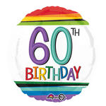 SALE Folienballon Happy-Birthday / Herzlichen Glckwunsch Rainbow 60th, ca. 45 cm