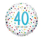 Folienballon Konfetti Happy Birthday 40, ca. 45cm