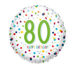 Folienballon Konfetti Happy Birthday 80, ca. 45cm