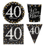 Geburtstags-Serie Happy Birthday Sparkling 40. Geburtstag Gold - Teller, Servietten, Becher & Dekorationen