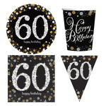 Geburtstags-Serie Happy Birthday Sparkling 60. Geburtstag Gold - Teller, Servietten, Becher & Dekorationen