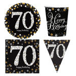 Geburtstags-Serie Happy Birthday Sparkling 70. Geburtstag Gold - Teller, Servietten, Becher & Dekorationen